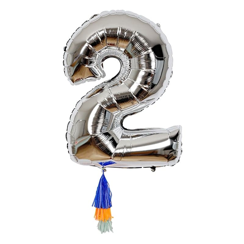 Meri Meri - Ballon Chiffre 2 et Pompons