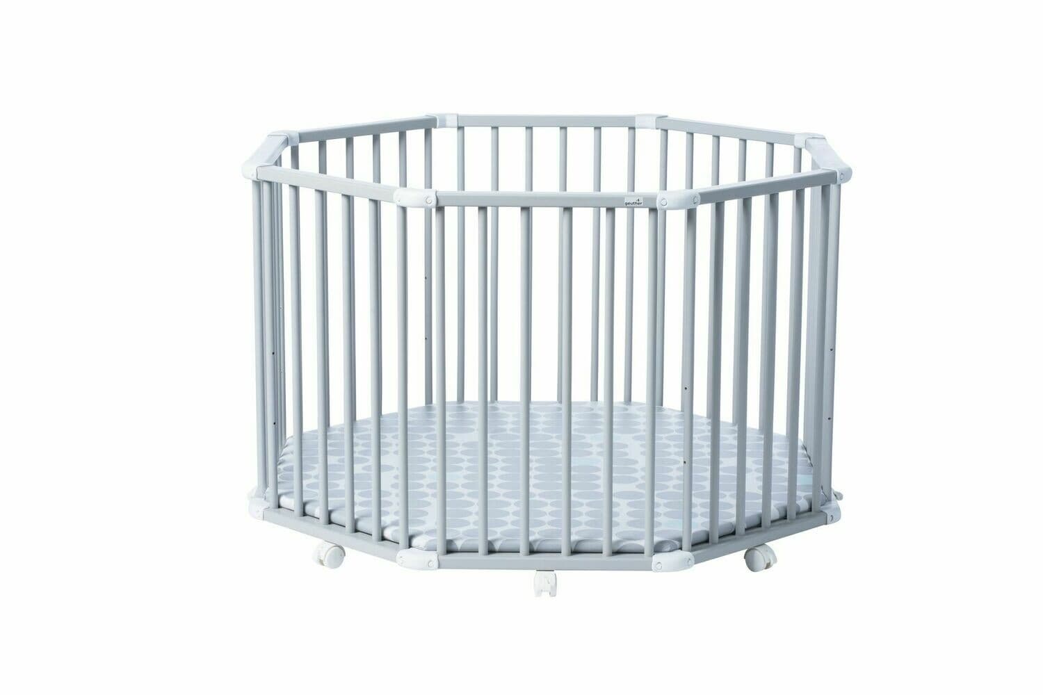 Geuther - Parc Octo-parc Plus gris clair, fond pois(107 x 107 cm)