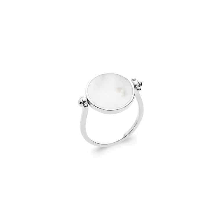 Bague réversible nacre argent rhodié - 54