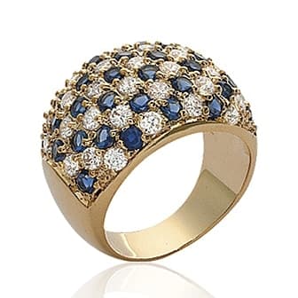 Bague plaqué or pavée damier - 60