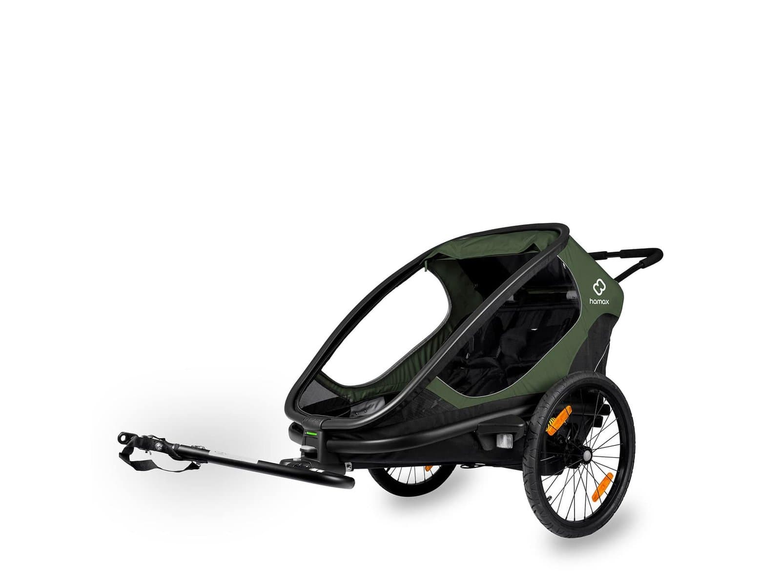 Hamax Outback Kinderanhänger - 2 Kinder - grün schwarz