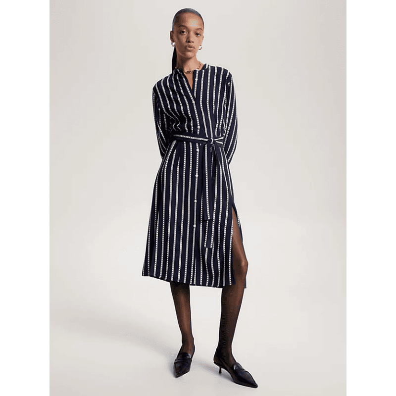 Robe Femme Tommy Jeans ARGYLE STRIPE MIDI 38 ARGYLE STP/ DESERT SKY