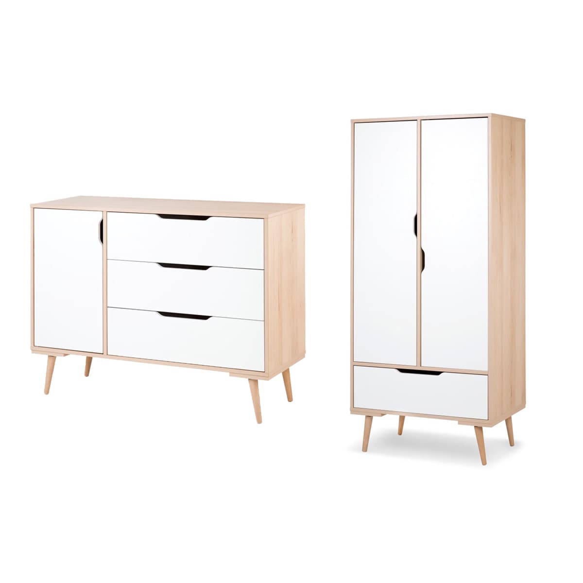 Commode et armoire LittleSky by Klups Sofie HĂȘtre et Blanc