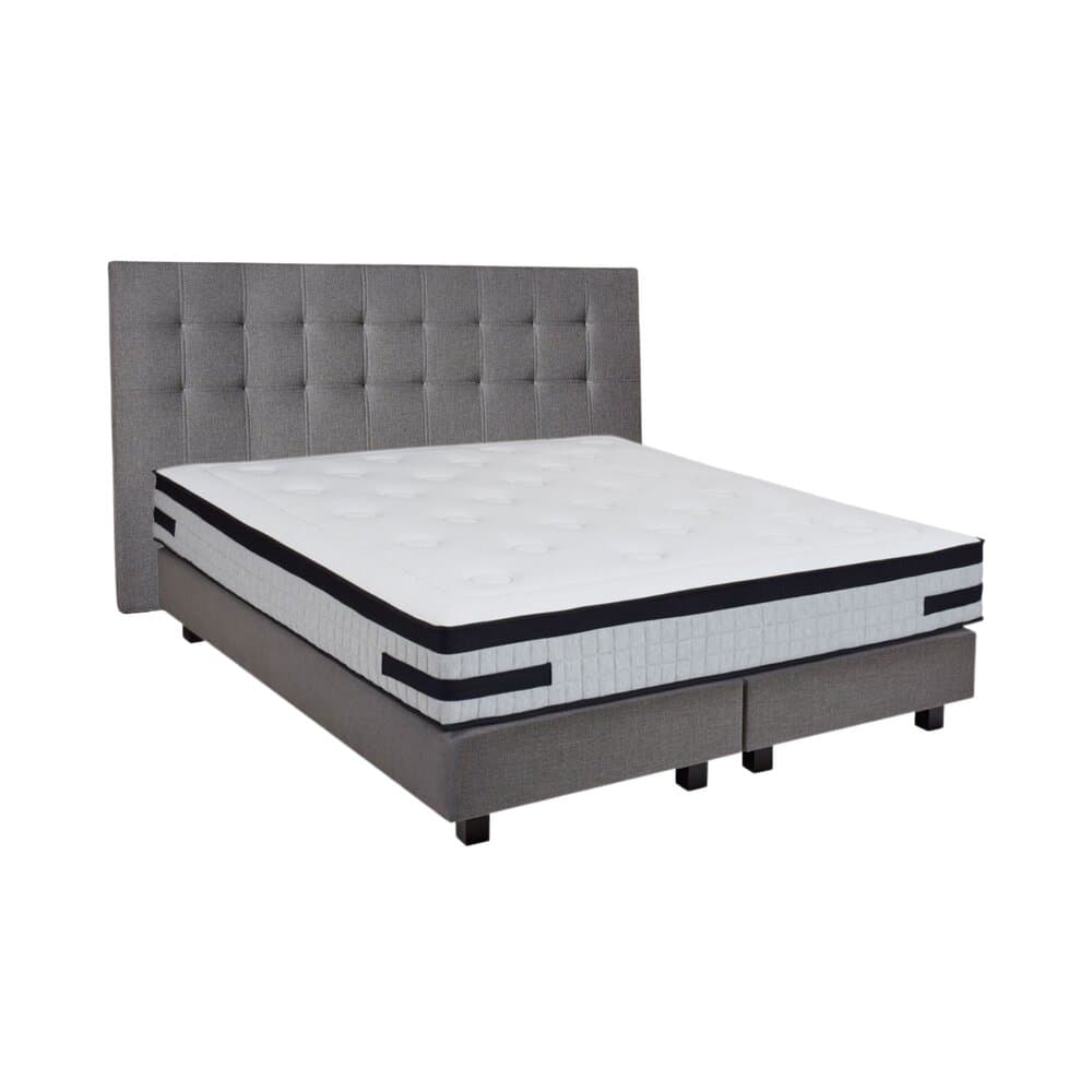 Ensemble matelas 180x200 + sommier + tête de lit gris CONFORTLUXE