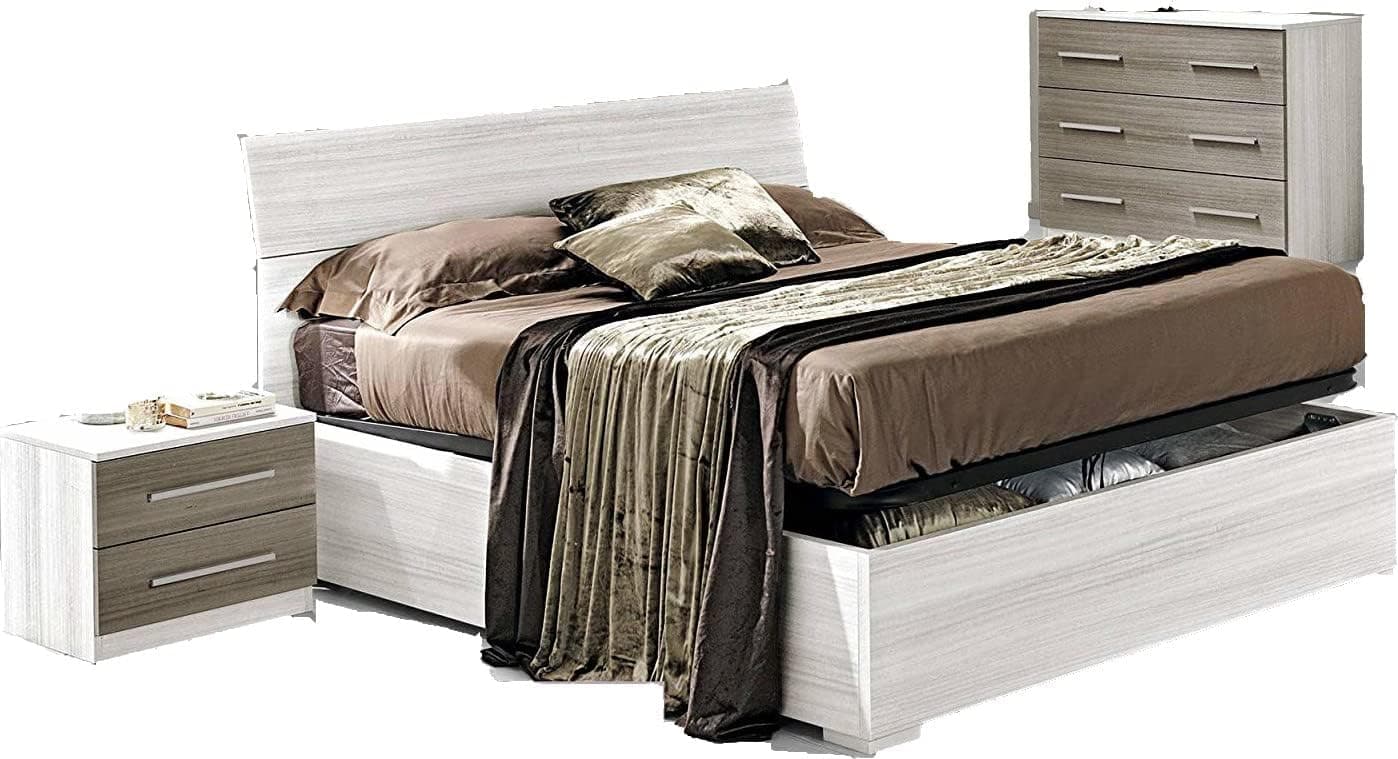 Chambre complète - Effet Eucalyptus Blanc, Eucalyptus Gris (cm. 274 x 60 x 250 cm