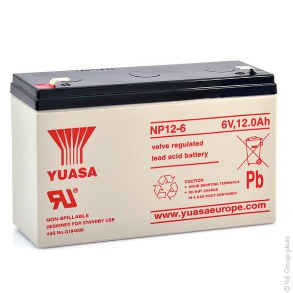 Yuasa - Batterie plomb AGM YUASA NP12-6 6V 12Ah F6.35