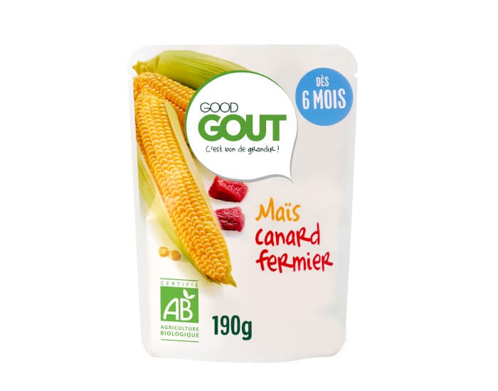 GOOD GOUT Petit Plat Bébé Maïs Canard Fermier - 190 g - Dès 6 mois