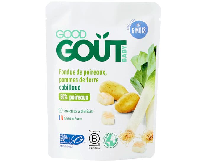 GOOD GOUT Petit Plat pour Bébé 190 g - Fondue de Poireaux Pommes de terre Cabillaud - Dès 6 mois
