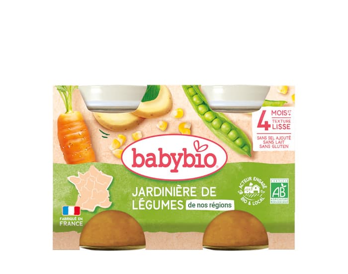 BABYBIO Mes Légumes - 2x130g Jardinière de Légumes - 4 mois