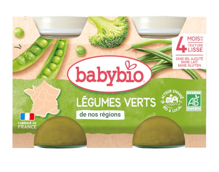 BABYBIO Mes Légumes - 2x130g Légumes verts - 4 mois