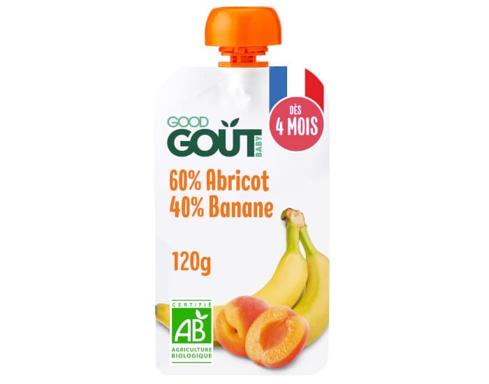 GOOD GOUT Gourde Banane Abricot - Purée Bébé 120 g- Dès 4 mois