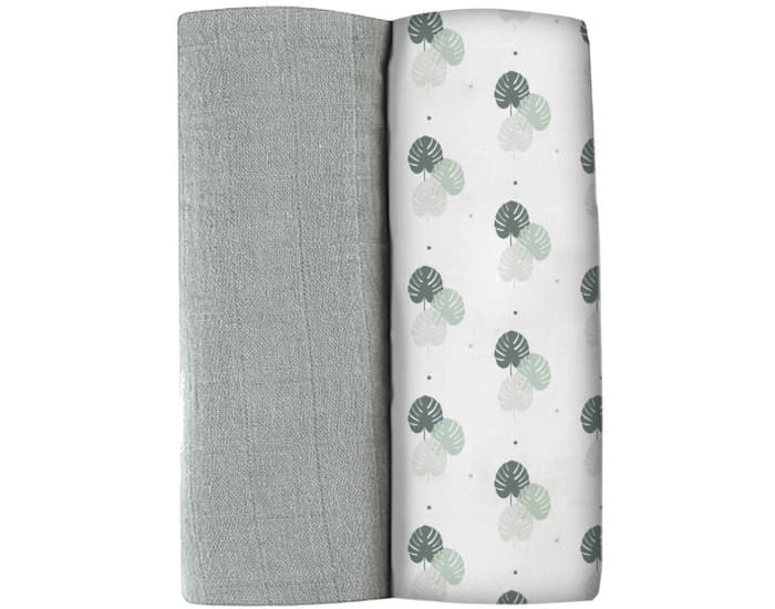 BEABA Langes XXL en Coton bio - Boite de 2 - 120 x 120 cm Jungle