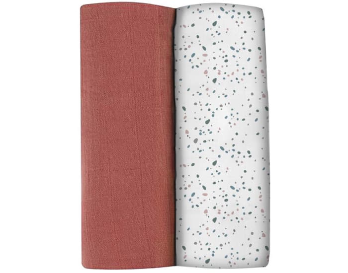 BEABA Langes XXL en Coton bio - Boite de 2 - 120 x 120 cm Terrazzo