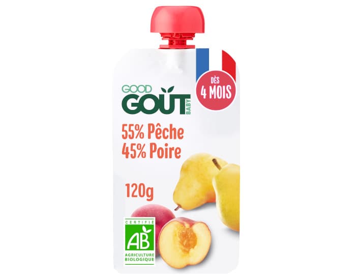GOOD GOUT Gourde Pêche Poire - Purée Bébé 120g - Dès 4 Mois