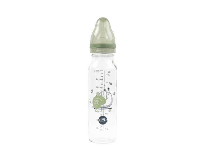 DBB REMOND Biberon en Verre Régul'air 240ml Vert Sauge - Escargot - Tétine Silicone