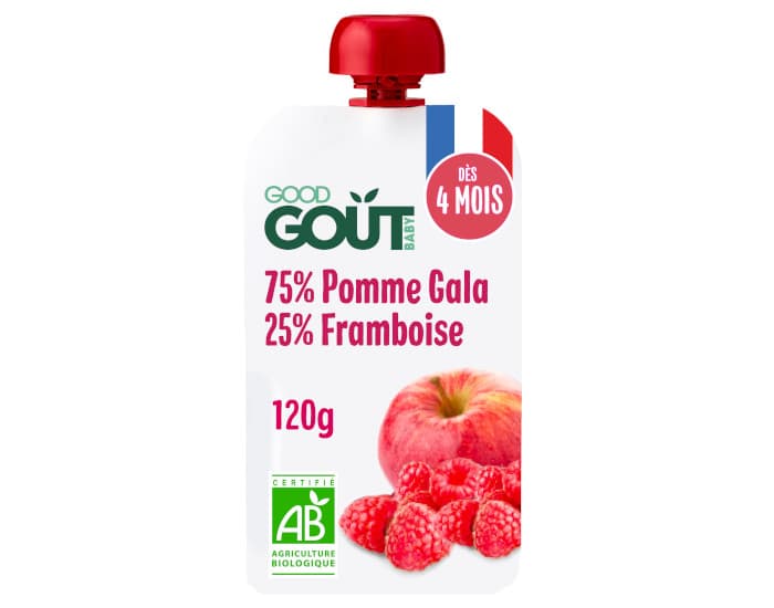 GOOD GOUT Gourde Pomme Framboise - Purée Bébé 120 g - Dès 4 mois