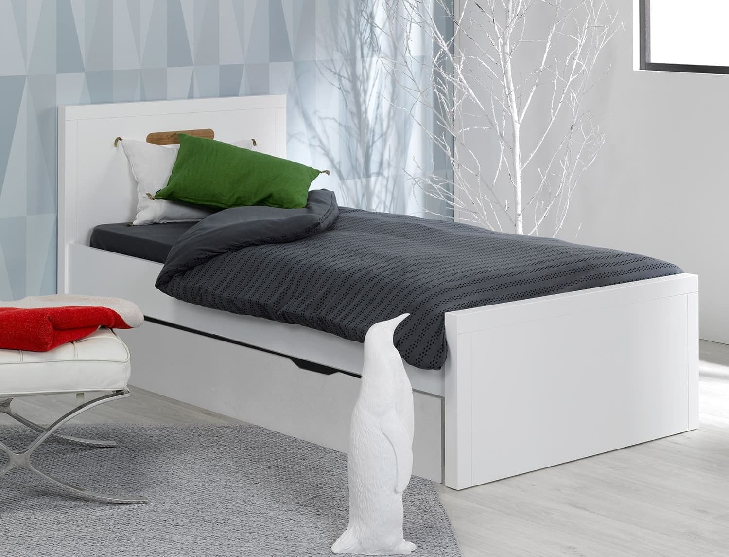 Lit gigogne Milo Blanc 90x200