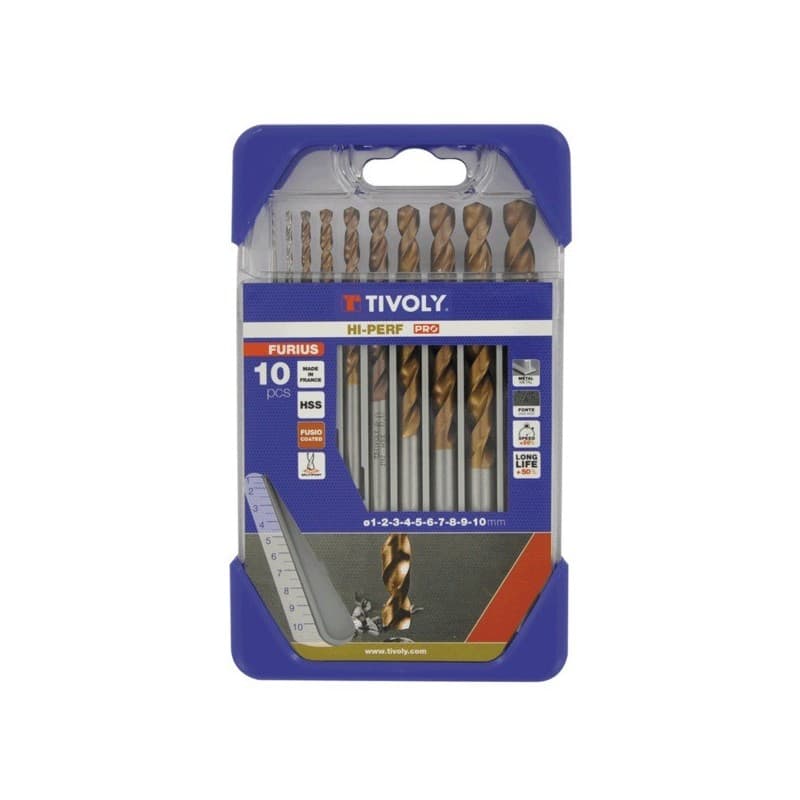 Coffret foret métaux clipster furius acier cylindrique coffret foret métaux clipster furius 1 coffret(s) de 10 pièce(s) 1 - 10 mm - tivoly