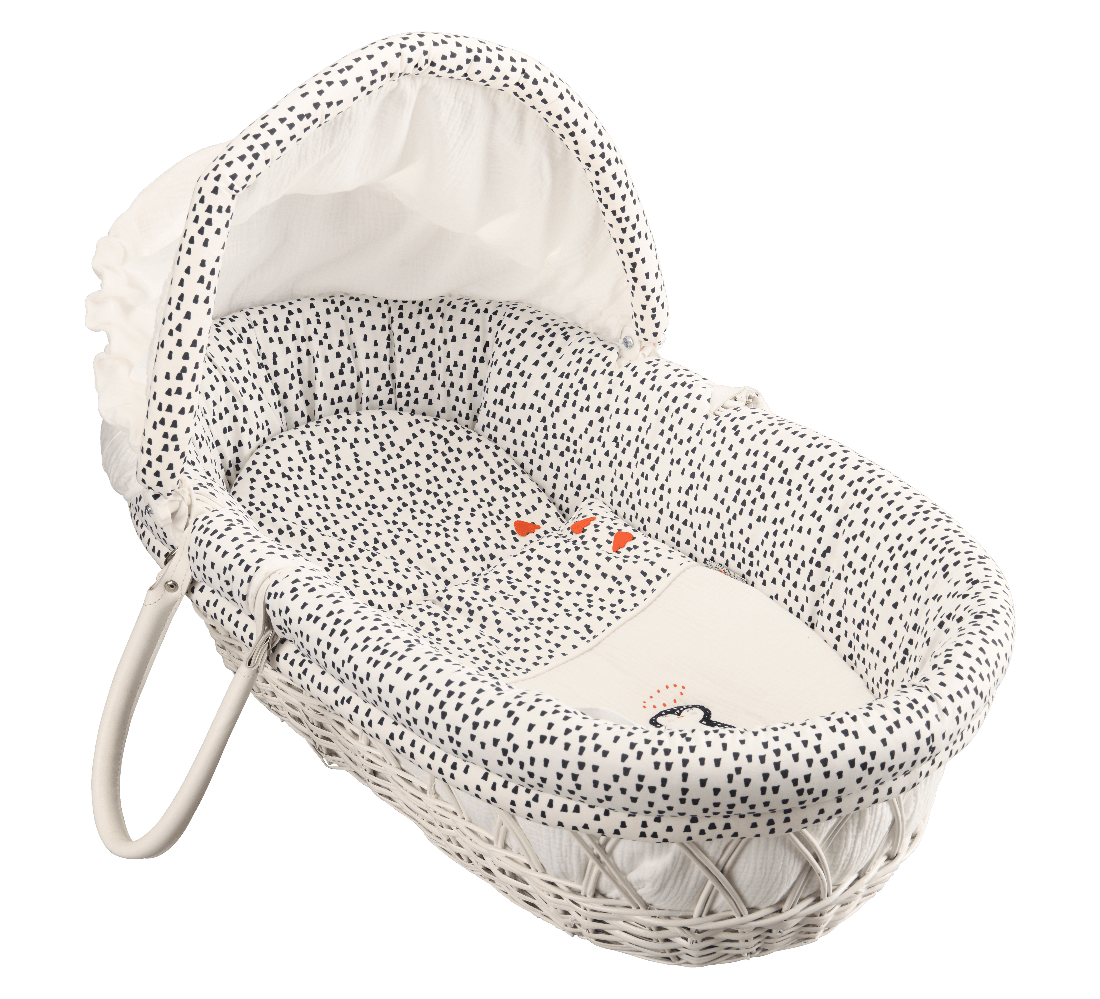 Couffin bébé Tissu Gaze De Coton Blanc Pingouin Couffin Complet + Support