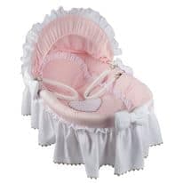 Couffin bébé Fille coton Rose / Blanc Emma Couffin Complet + Support