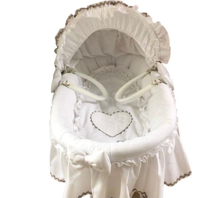Couffin bébé Osier Broderie Cœur Emma blanc Couffin Complet