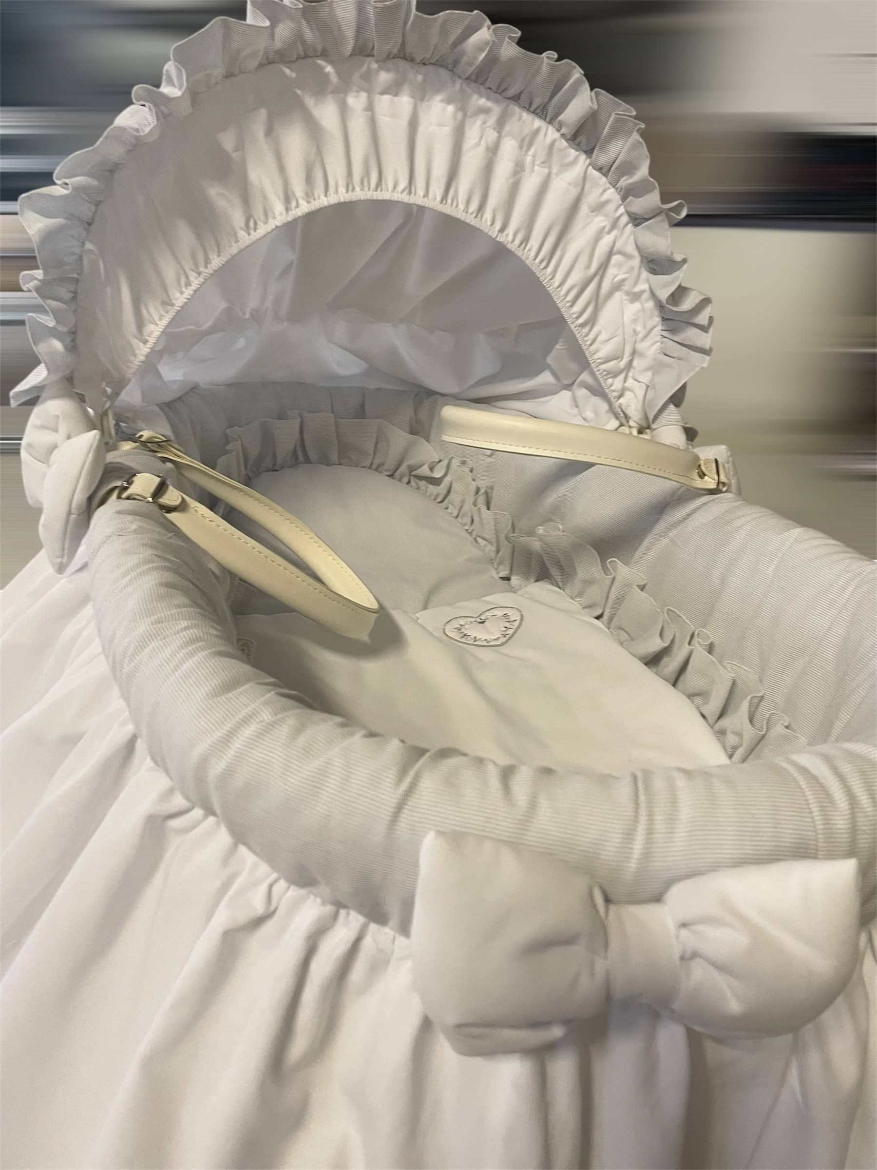 Couffin Bébé Coton Blanc Petit Coeur gris Habillage Tissus De Couffin Seul