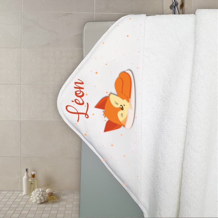 Cape de bain en éponge personnalisable modÚle renard