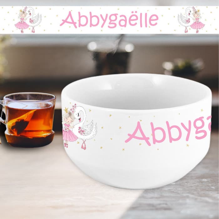 Bol personnalisable avec un prénom modÚle danseuse et cygne