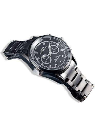 Montre caméra de surveillance HD acier noir - 32Go mémoire