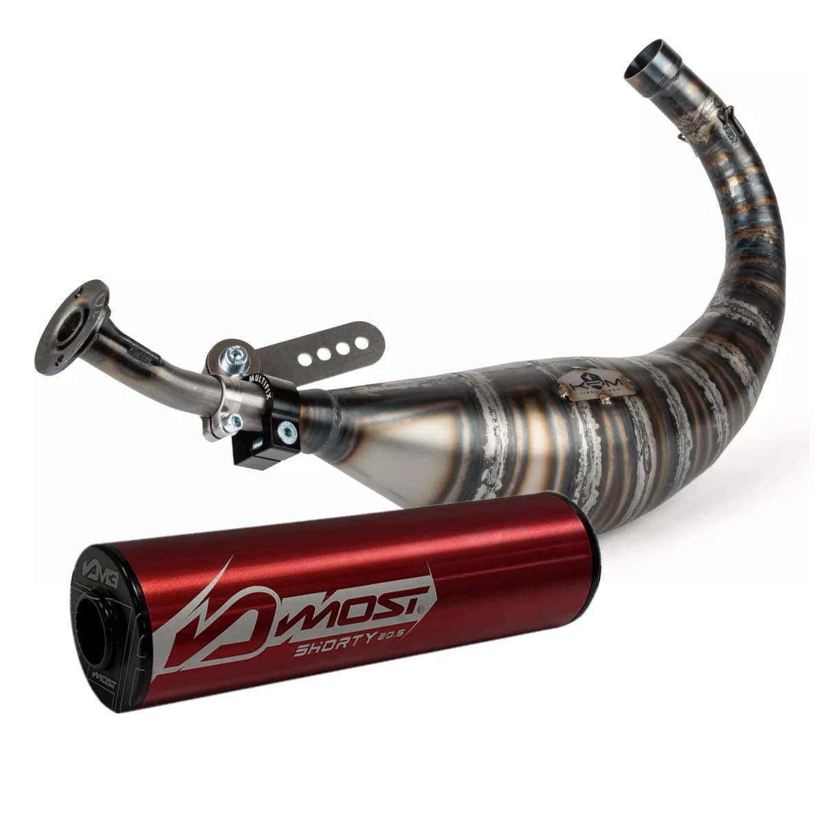 Bixess - Pot D'échappement Krm 90cc 100cc Passage Bas Minarelli Am6 Silencieux Most Shorty Rouge Et Noir 692e01403c673