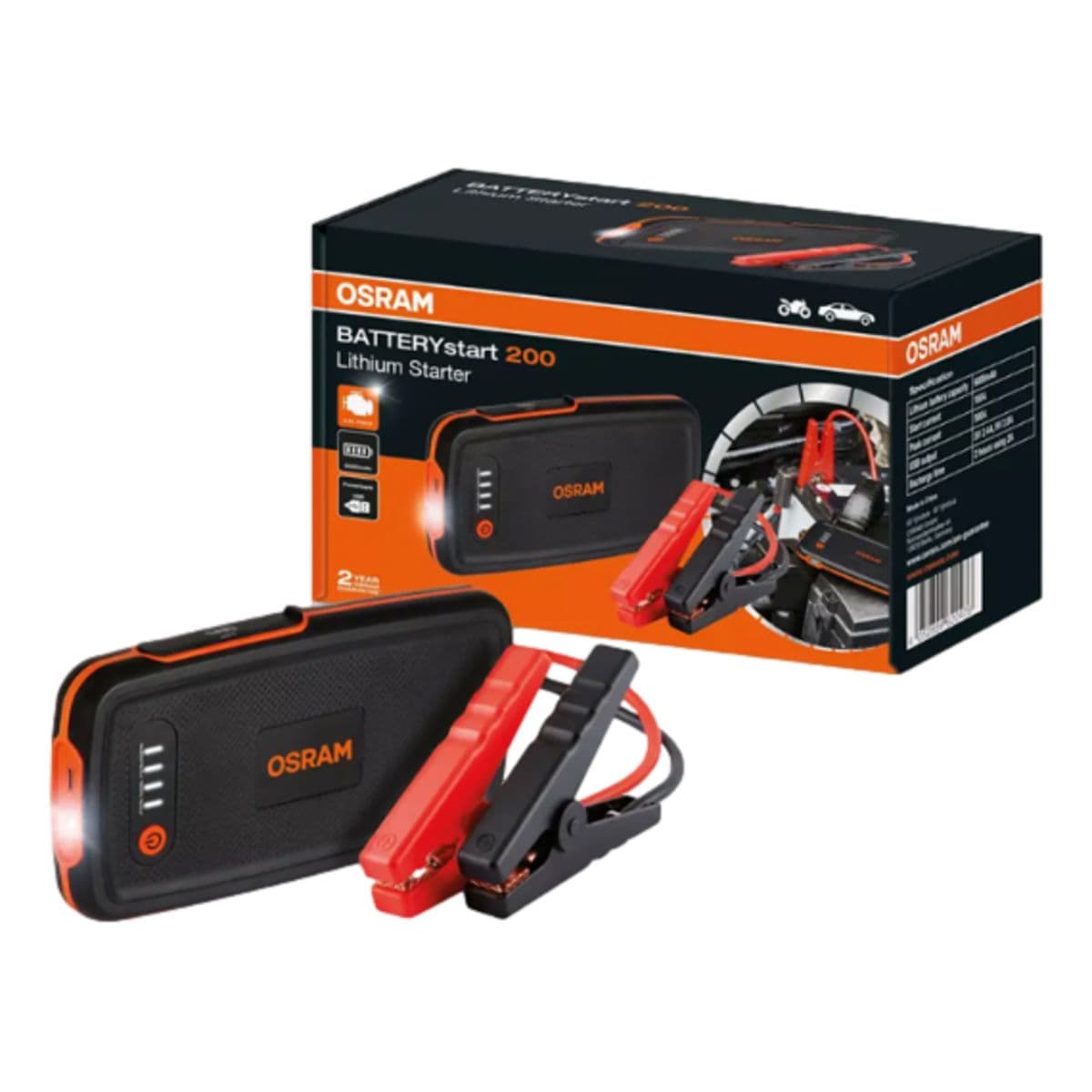 Osram - Batterystart200 Booster De Démarrage Osram Avec Fonction Batterie De Secours