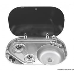 Plan de cuisson SMEV/DOMETIC avec couvercle en vitre fumé.