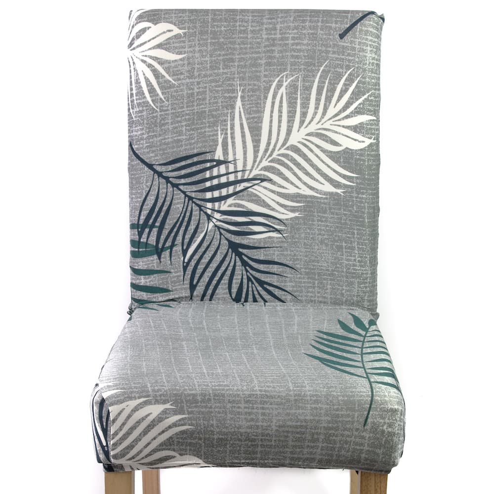 Housse de chaise - Housse de protection extensible pour chaise - Housse chaise Feuille sur gris