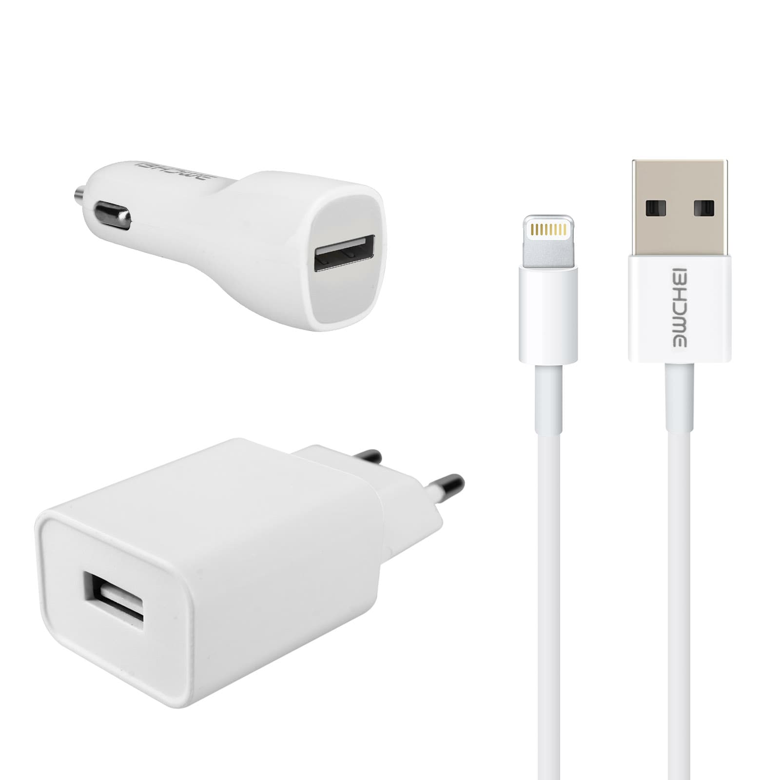 Chargeur Secteur 2.1A/Voiture Lightning