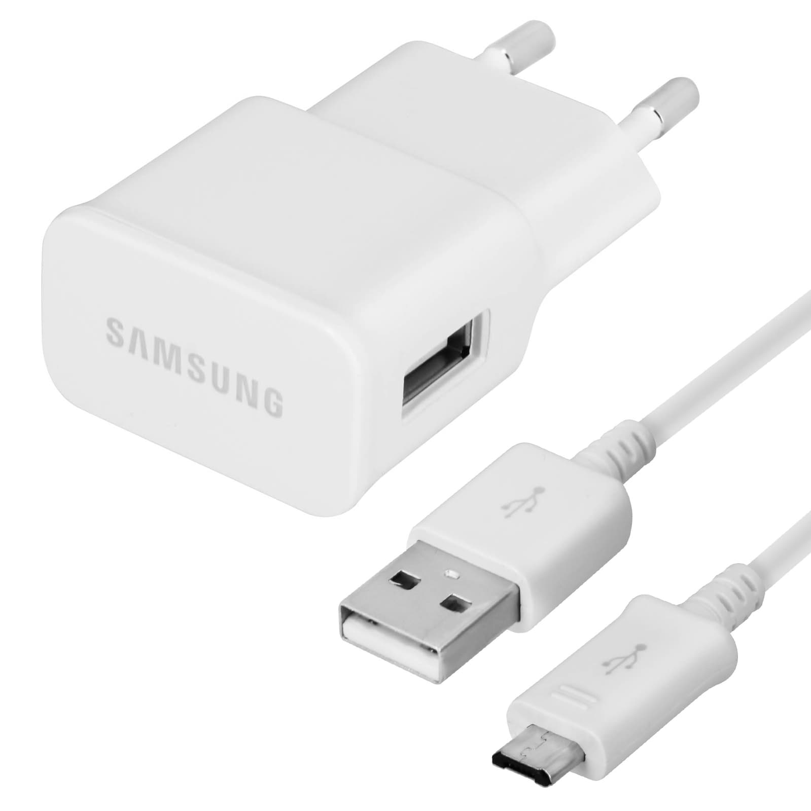 Chargeur Samsung + Câble micro USB blanc