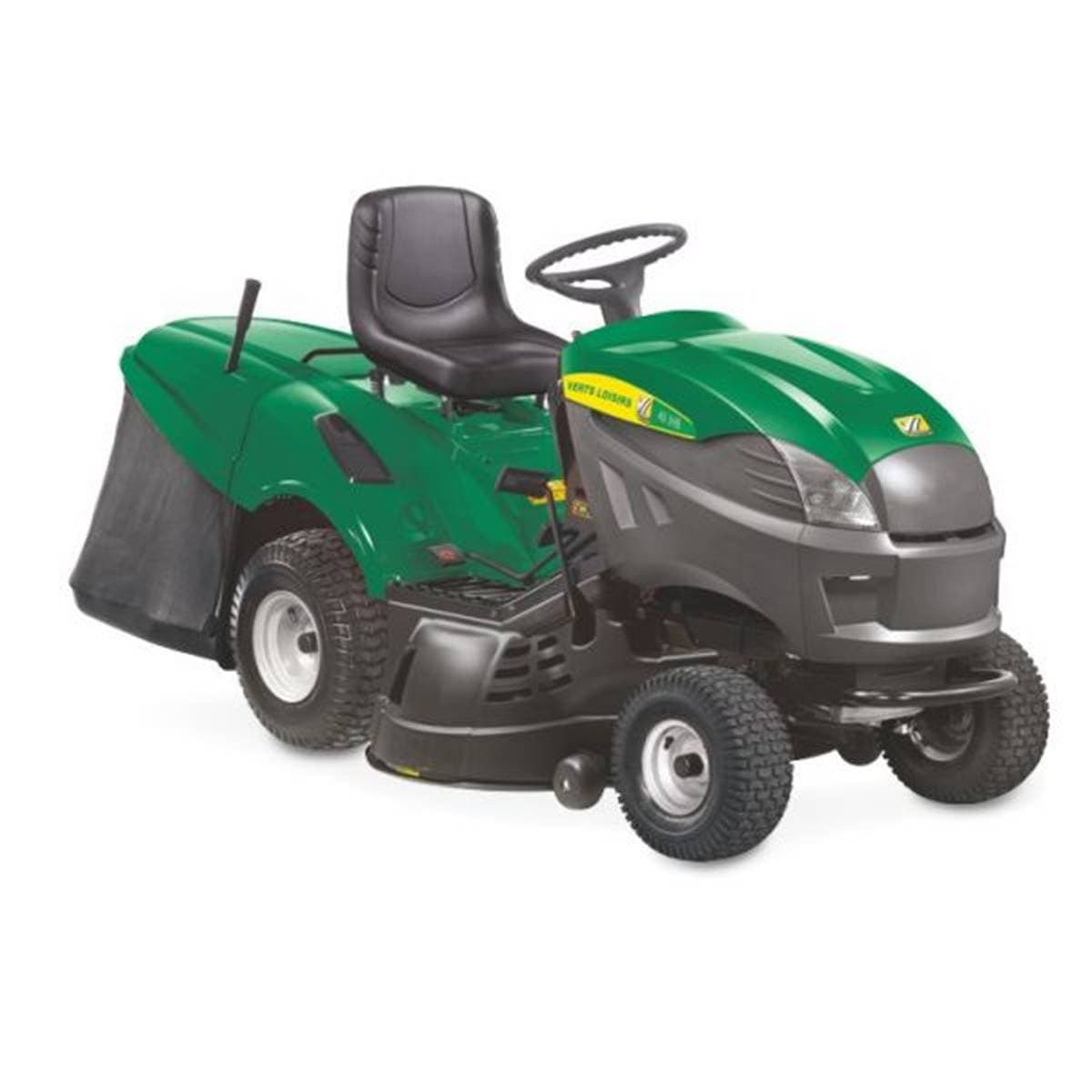 La tondeuse autoportée hydrostatique Verts Loisirs VL40JHB est destinée à la tonte et au ramassage de l’herbe sur des surfaces jusqu’à 5 000 m². La largeur de coupe de 102 cm et le bac de ramassage de 290 L conviennent aux pelouses dégagées. La boîte hydrostatique commandée à la pédale permet de régler l’allure pendant l’utilisation. La machine propose un choix entre ramassage et éjection selon l’usage prévu. Le plateau de coupe renforcé avec traitement antirouille complète l’équipement. La commande de vidange du bac reste accessible depuis le siège pour le vidage en cours de travail.