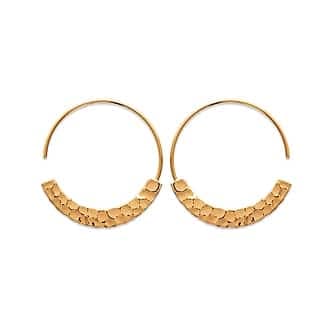 Créoles ethniques ouvertes pièce martelée plaqué or