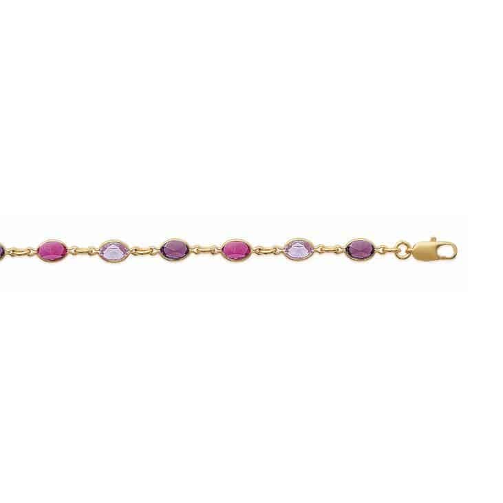 Bracelet cristaux tons violets plaqué or