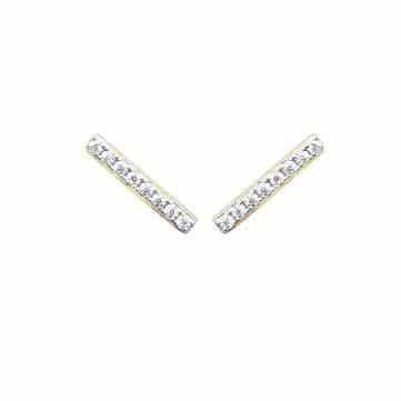 Boucles d'oreilles barre zircon plaqué or