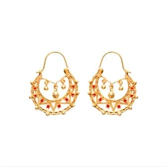 Créoles savoyardes pierres rouges plaqué or