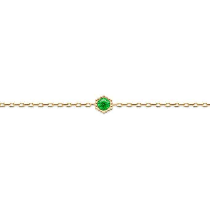 Bracelet émeraude verte imitation plaqué or