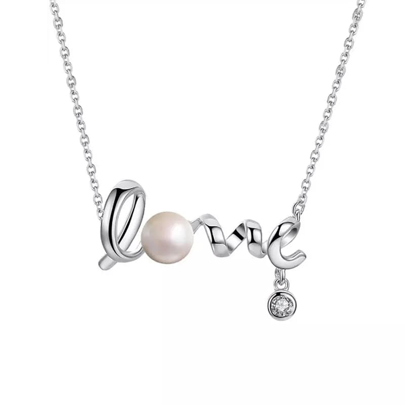 Collier romantique LOVE argent rhodié