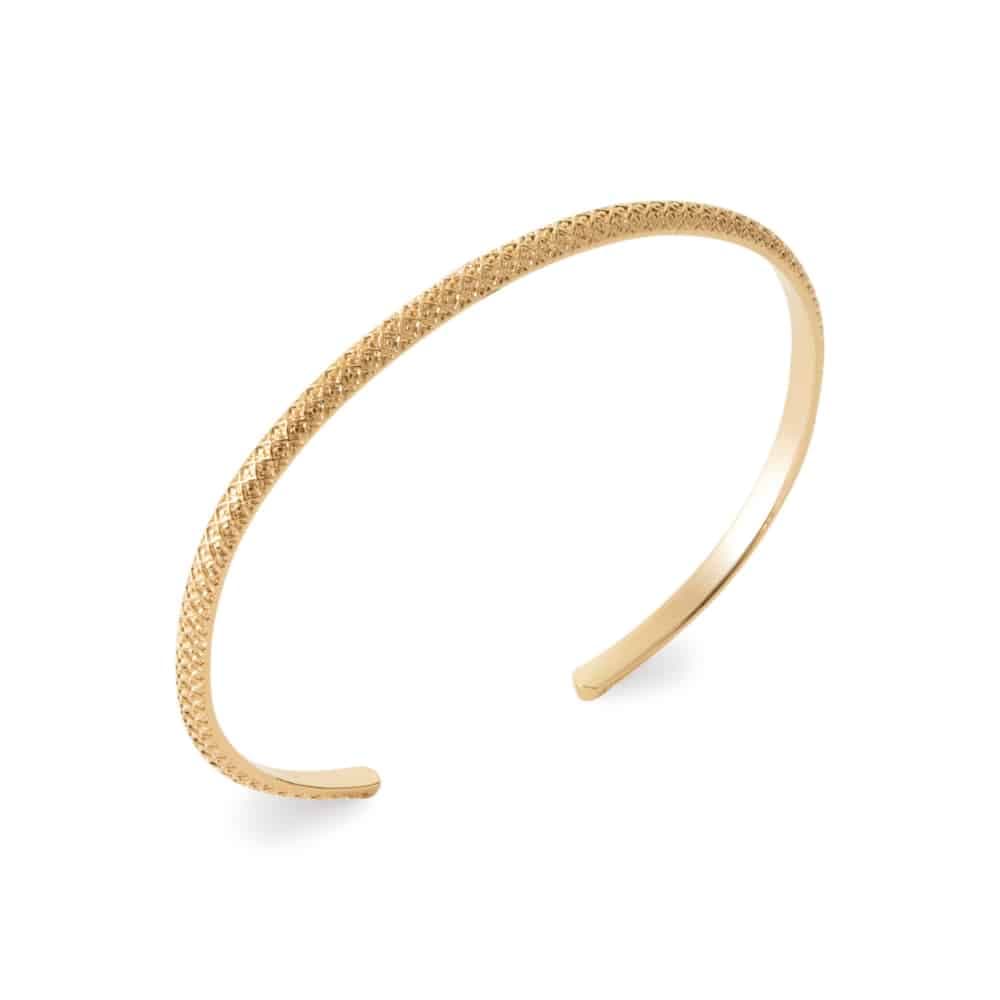 Bracelet jonc croisillons et losanges plaqué or
