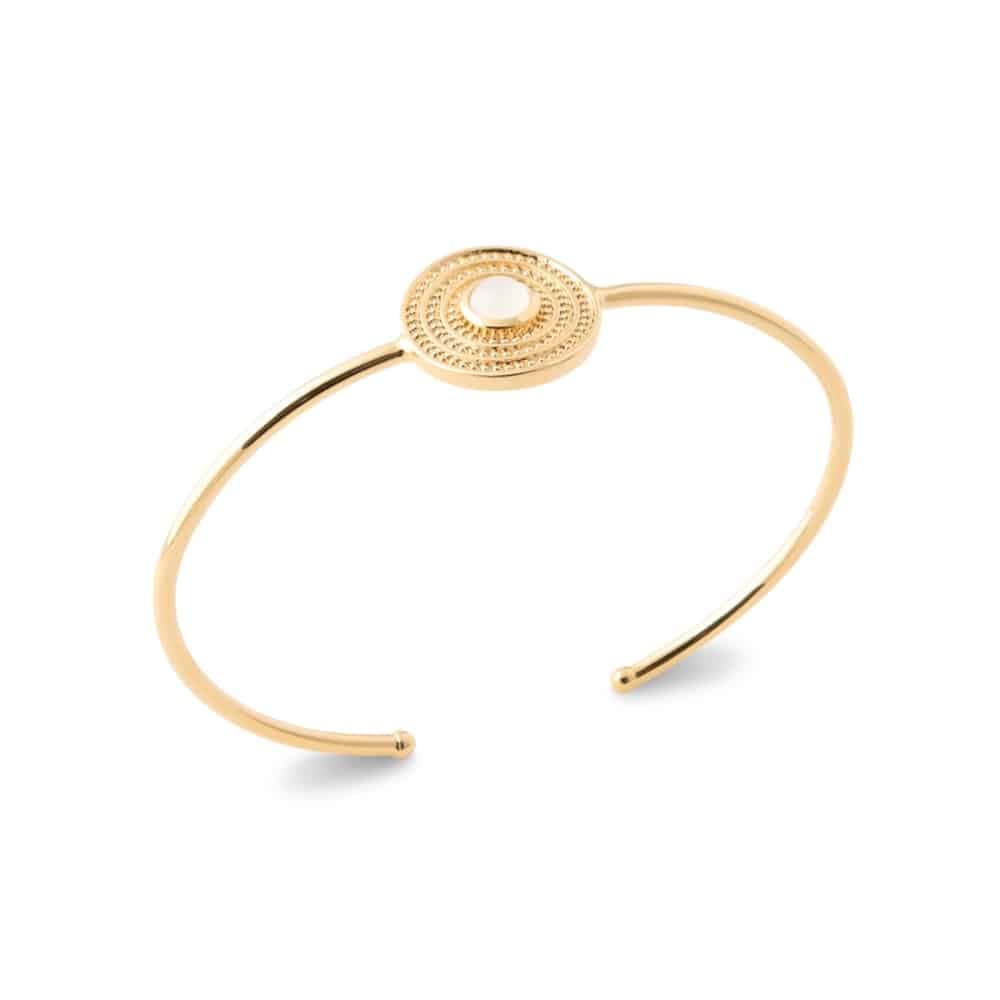 Bracelet jonc plaqué or pierre de lune