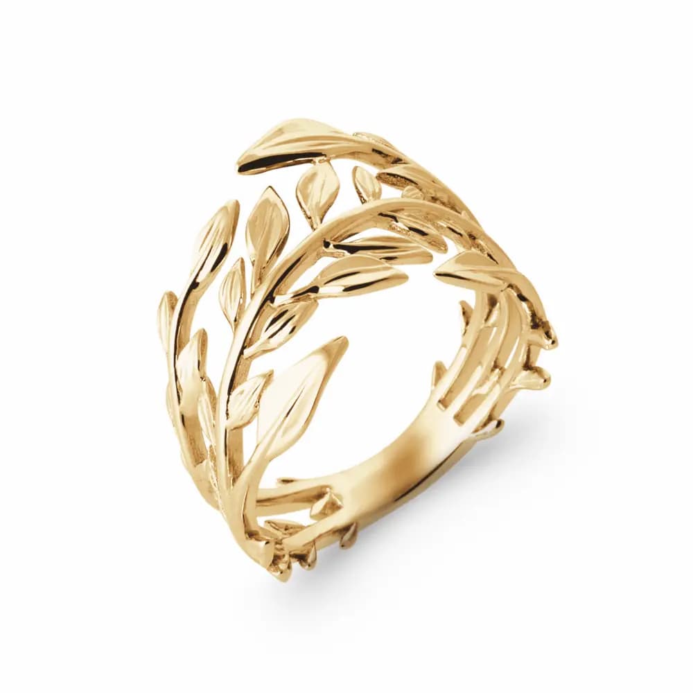 Bague plaqué or branche de laurier - 58