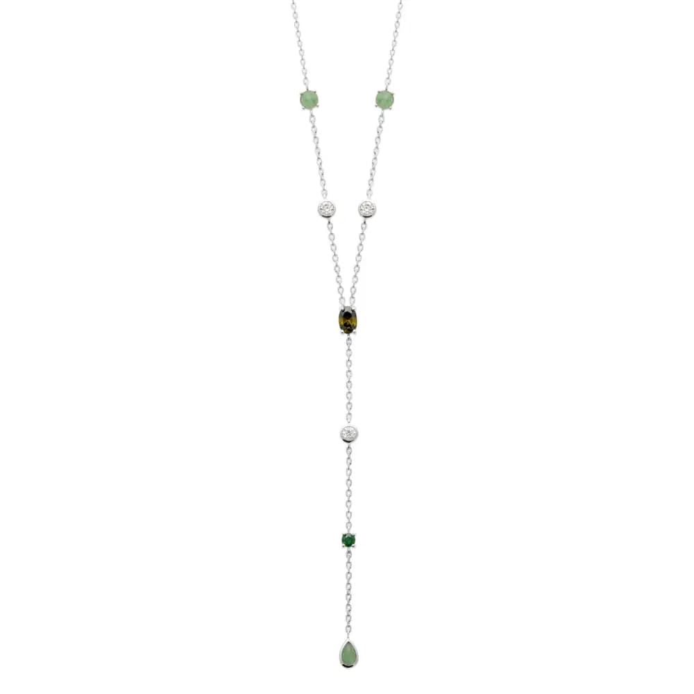 Collier cravate argent rhodié zircons colorés