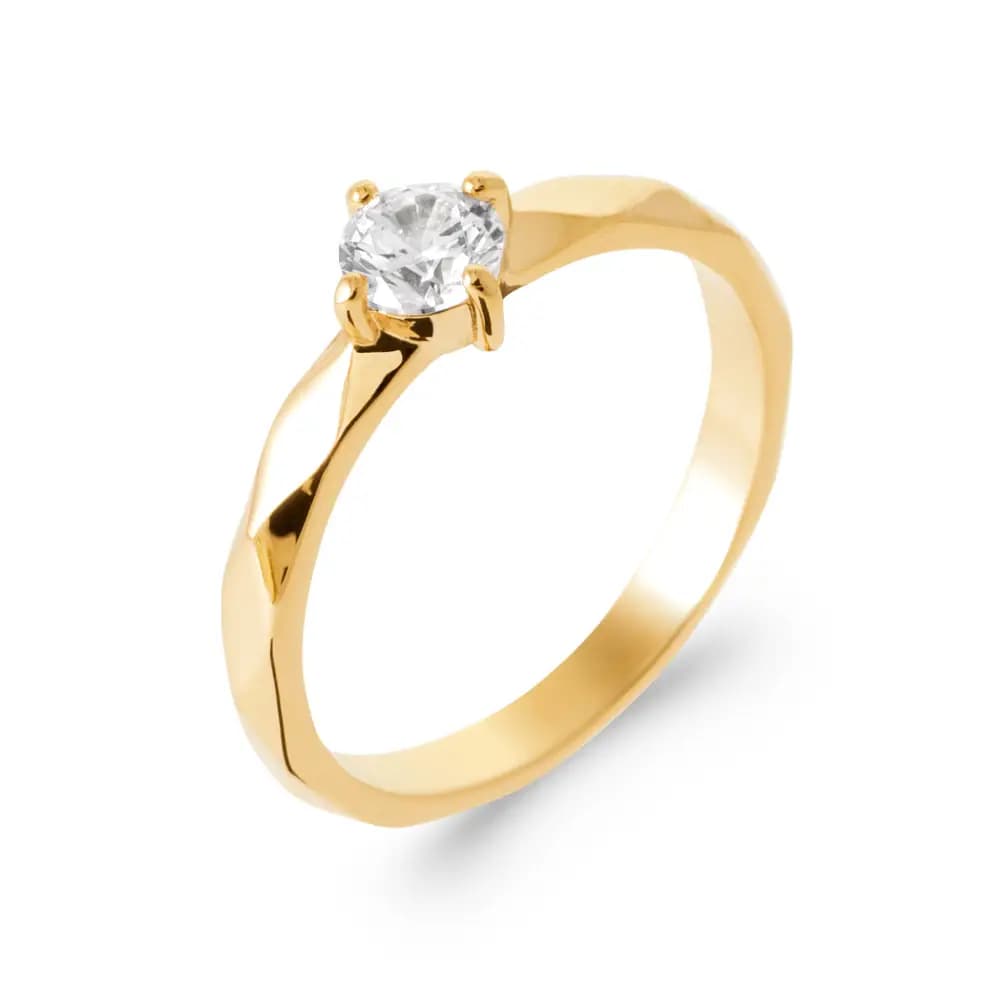 Bague de fiançailles plaqué or solitaire zircon - 60