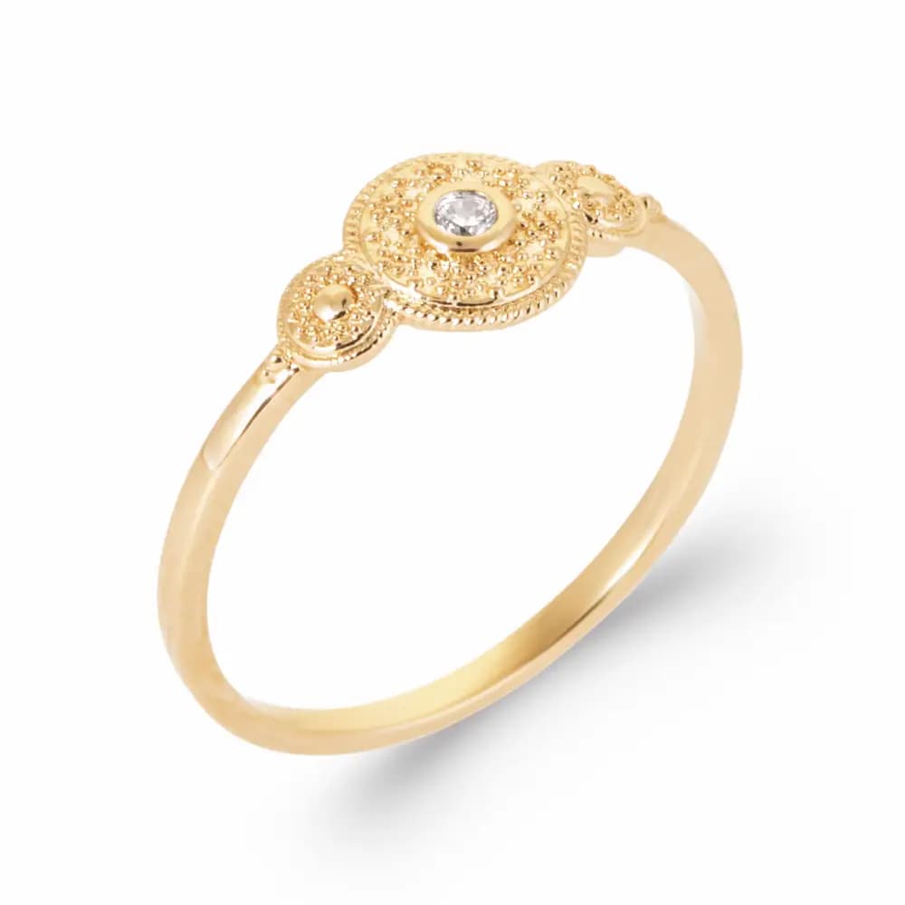Bague orient plaqué or diamant synthétique - 50