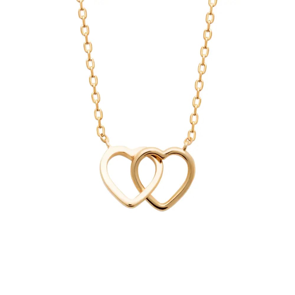 Collier 2 cœurs entrelacés plaqué or