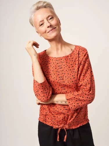 HAUT LIN VISCOSE ORANGE NOIR WHITE STUFF 438363